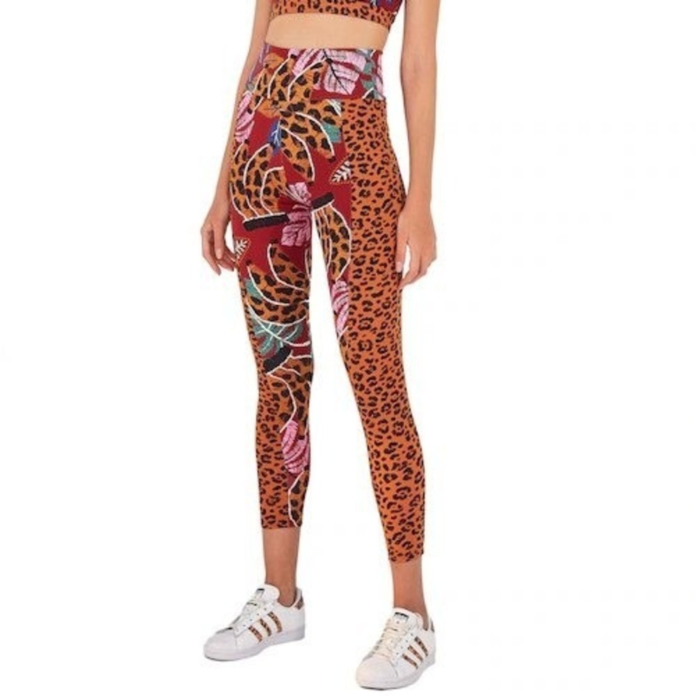 Farm Rio S Mixed Tropical Leopard Print High Rise 7/8 Leggings